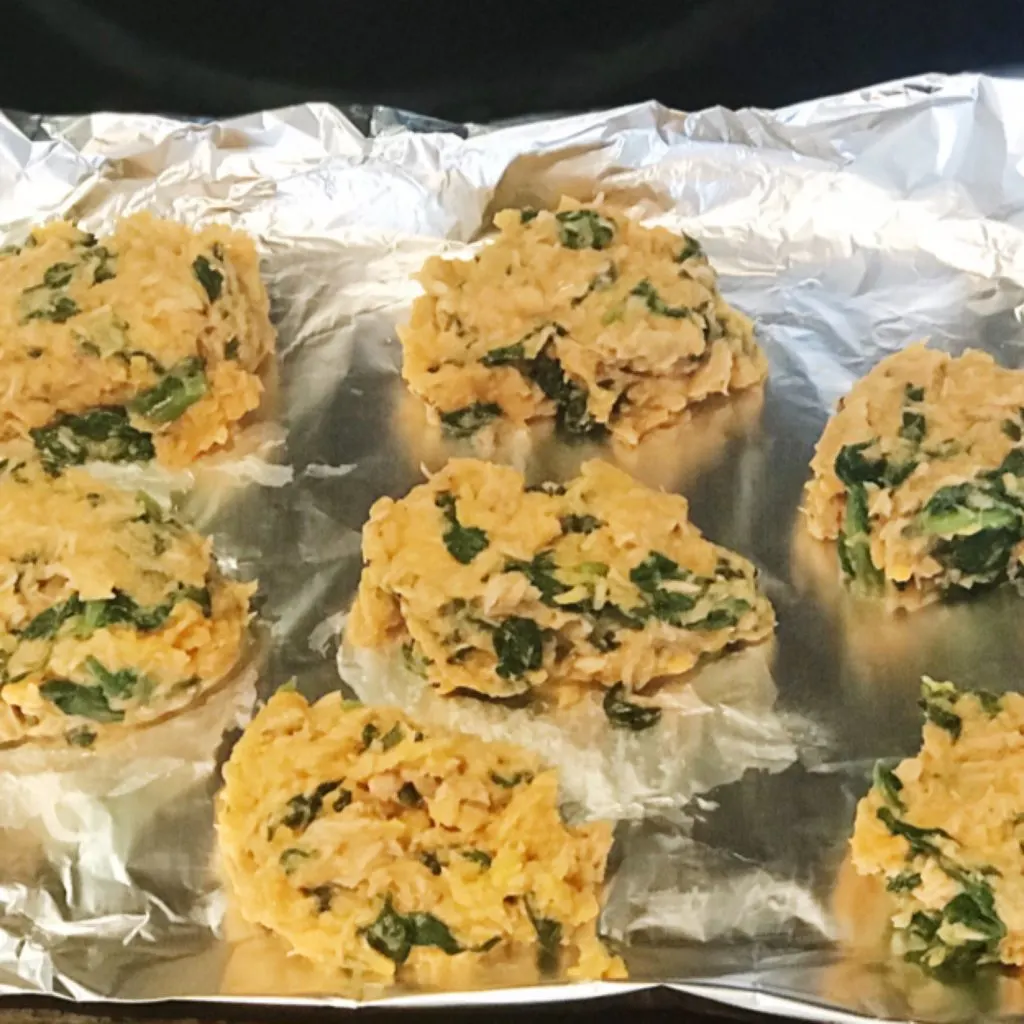 Baked tuna & spinach patties