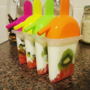 homemade yoghurt pop lollies with fruit added