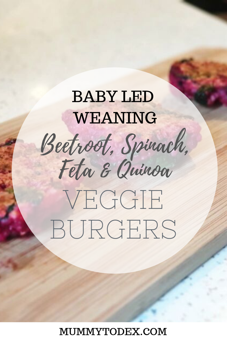 A delicious and simple recipe to create baby led weaning burgers suitable for the whole family. These beetroot, feta, spinach and quinoa burgers are packed full of nutrients and are the perfect finger food for weaning babies #blw #babyledweaning #blwfingerfoods #babyledweaningrecipes