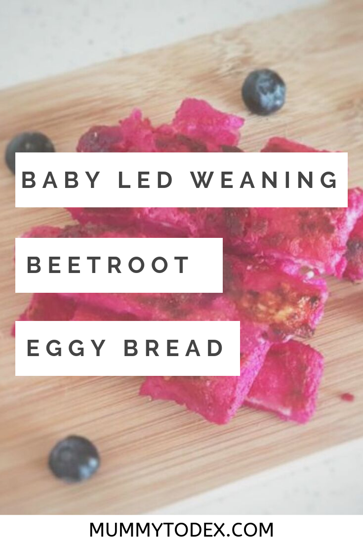 Baby led weaning beetroot eggy bread, the perfect breakfast food for babies using simple ingredients to make finger food that babies and the whole family can enjoy #blwideas #babyledweaningbreakfast #blw