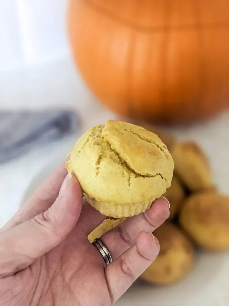 Me holding a pumpkin muffin