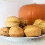 Plate of baby weaning pumpkin muffins