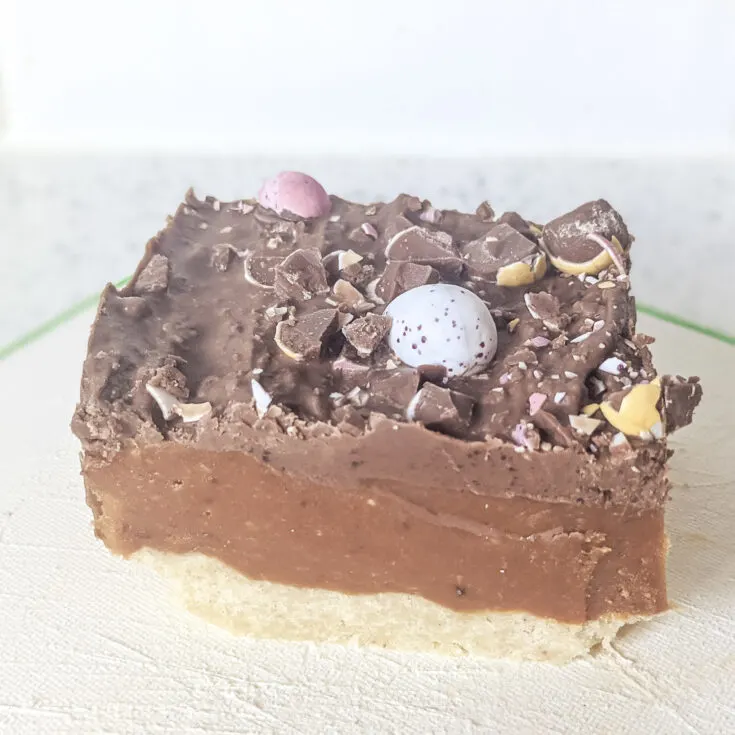 a slice of easter millionaire shortbread