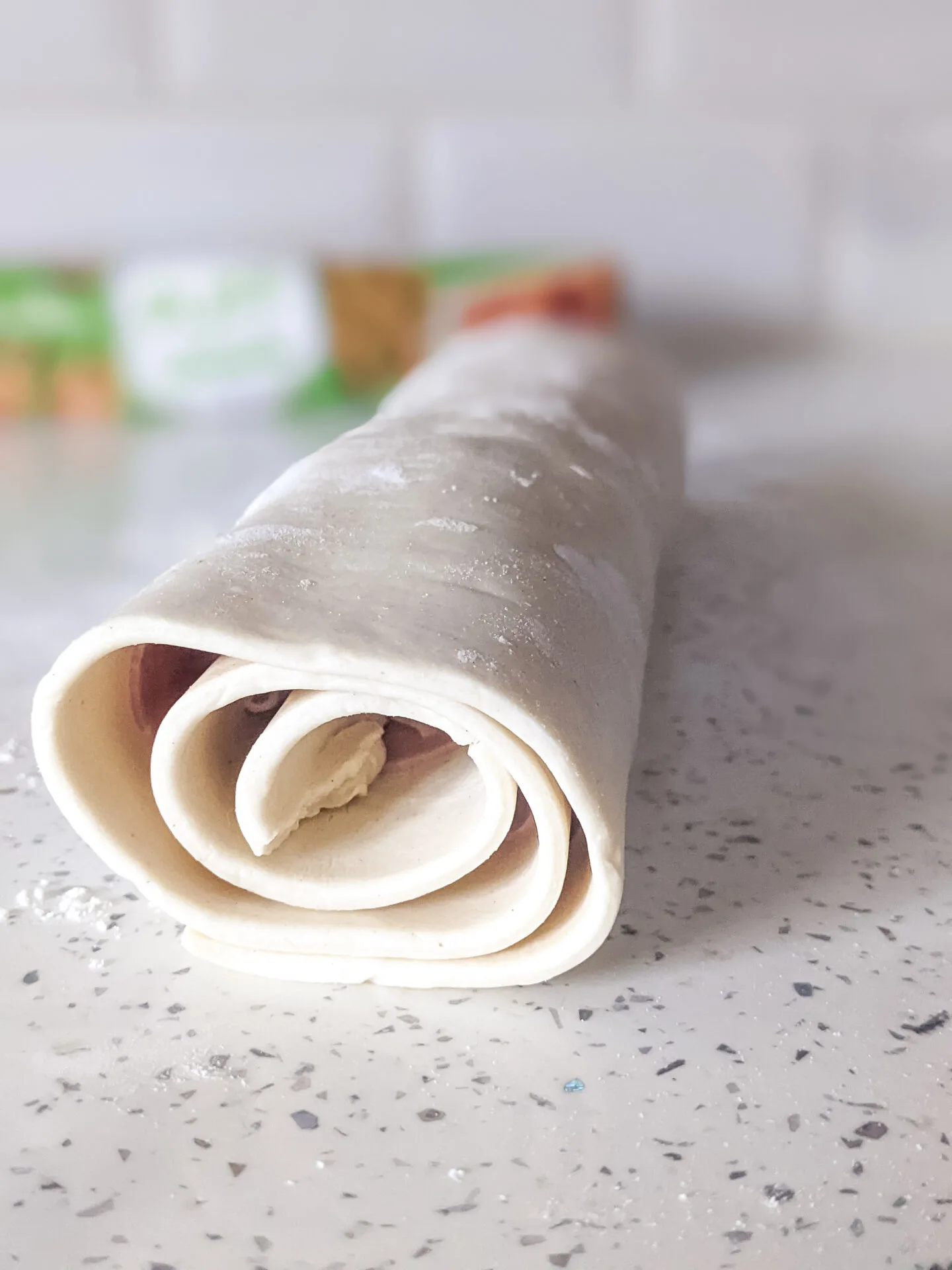 pinwheels puff pastry rolled up ready to cut