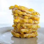 sweetcorn fritters for babies close up on plate