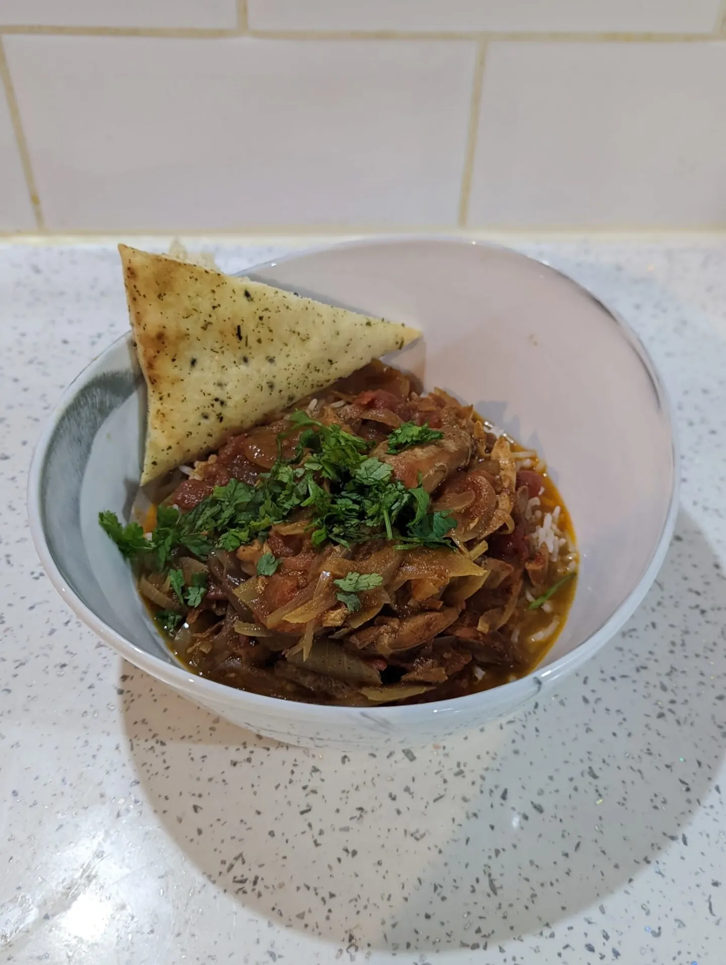 leftover turkey curry with some naan bread