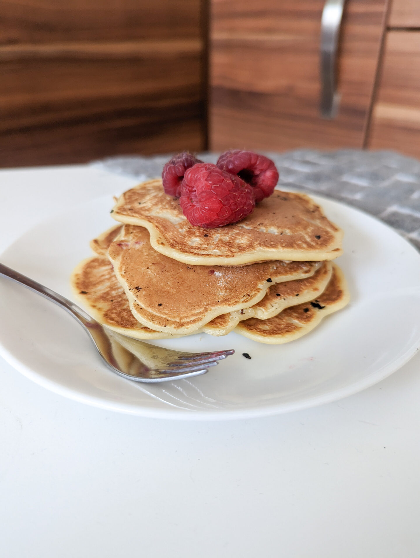 stacked raspberry pancake