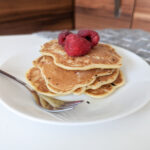 stacked raspberry pancake