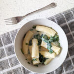 spinach pasta for babies in the bowl